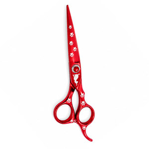 Ciseaux de coiffure professionnels SHEARS BEAUTY rouges en acier inoxydable, lames aiguisées, 32 dents, pour droitiers, manche long en céramique - Product Image 1
