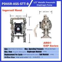 Pompe pneumatique à double diaphragme ARO PD05R-ASS-STT-B 1/2'' résistante aux acides, pour eaux usées et produits chimiques, à commande pneumatique, haut débit 12 GPM, basse pression