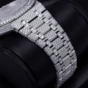 Reloj Mecánico Automático para Hombre de 41 mm con Diamantes Moissanite VVS D, Estilo Hip Hop, Caja de Acero Inoxidable, Esfera Dorada/Plateada, Cristal - Product Image 5