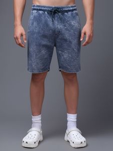 Pantalones Cortos Bermuda de Mezclilla Lavada Ecológica para Hombre, con Cordón Ajustable, Cintura Media, Color Sólido, Tela de Algodón de Secado Rápido - Product Image 1