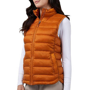 Chaleco Acolchado con Cierre y Cuello Alto Color Naranja para Hombre, Ropa de Abrigo Informal Resistente al Viento, Sin Mangas, para Otoño - Product Image 1