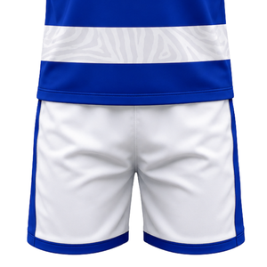 Ensemble Maillot et Short de Volleyball Rayé Bleu et Blanc Sans Manches, Tenue de Sport Athlétique Sublimée pour Entraînement et Match d'Équipe - Product Image 6