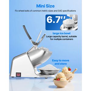 Macchina Elettrica Tritaghiaccio a 4 Lame, 129 kg/ora, per Coni di Neve, con Coperchio in Acciaio Inossidabile - Product Image 3