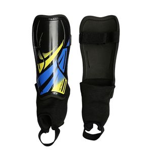 VETEAM Soccer Shin Guards Black Blue Yellow Lightweight <b>Plastic</b> Shell <b>Hook</b> And Loop Closure For Adults All Seasons - Product Image 1