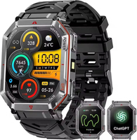 Montre connectée d'extérieur KR92 2025 Nouveauté avec GPS, altimètre, pression, boussole, lampe de poche, cadran IA, GPT, étanche 1ATM, montres de sport, Reloj