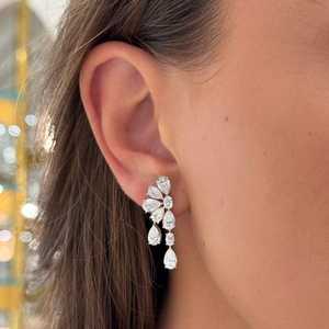 Custom 14K Solid Gold Pear Oval Lab Grown Diamond Drop <b>Earring</b> Prong Set Push Back Luxury Wedding Statement Dangles Manufacturer - Product Image 5