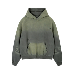 Hoodie streetwear personnalisé de haute qualité, pull-over uni, effet vintage délavé à l'acide, effet soleil éclairé, effet vieilli - Product Image 3