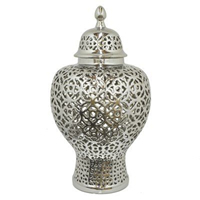 Pot décoratif en métal blanc et or, couvercle inclus, pour décoration moderne de la maison, rangement, pot à gingembre, vase de table pour hôtel et salon, 4-5L