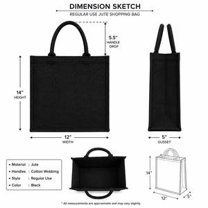 Medium <b>Black</b> Jute Tote <b>Bag</b> with <b>Top</b> <b>Handle</b> for Daily Use Beach Tote Wedding & Groceries - Product Image 2