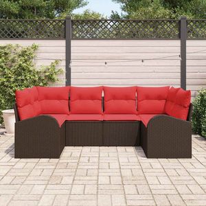 Juego de sofás de jardín de ratán sintético marrón de 6 piezas con cojines para entretenimiento al aire libre - Product Image 3