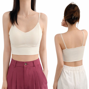 Women Seamless Crop Camisole Top Spaghetti Strap Bralette Slim Fit Sleeveless Tank Top Breathable Stretch Basic OEM Apparel - Product Image 1