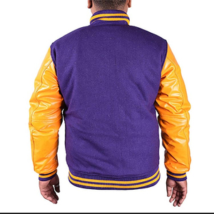 Good Quality <b>Men's</b> <b>Sheepskin</b> Leather Made Sleeves <b>Men's</b> Varsity <b>Jackets</b> Latest Edition Regular Fitted Baseball Varsity <b>Jacket</b> - Product Image 4