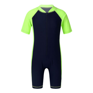 Unisex Kids Swimsuit Zippered Shorty Wetsuit with Short Sleeves Bathing Suit with Front Logo for Girls and <b>Boys</b> Haus Industries - Product Image 4