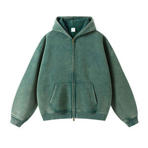 Sudadera con capucha de alta calidad, personalizada, con efecto desgastado y lavado ácido, para hombre, estilo vintage, con hombros caídos, corte recortado, de algodón premium. - Product Image 4