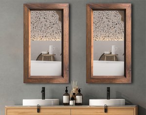 Rustic Solid Wood <b>Wall</b> <b>Mirror</b> <b>Rectangular</b> Large Teak Frame Vanity <b>Mirror</b> Farmhouse Living Room Bedroom Decor Artwork Object HD U - Product Image 2