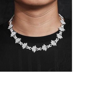 Luxury Sterling <b>Silver</b> Rose Gold Iced Cuban Link Chain VVS1 Moissanite Prong Setting Men's Hip Hop Jewellery Statement Necklace - Product Image 1