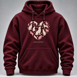 Sudadera con Capucha Personalizada con Gráficos de Mascotas en Color Borgoña, Sudadera Informal para Hombre, Sudadera con Capucha con Estampado de Perros y Gatos, Ropa al por Mayor OEM ODM - Product Image 6