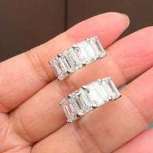 2.2CT Lab Grown Emerald Cut Diamond <b>Stud</b> Earrings | 14K Gold | hoop earring - Product Image 3