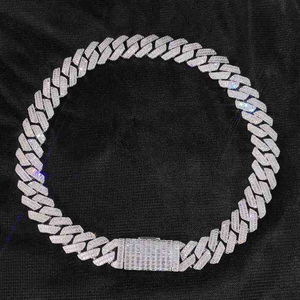 Premium Cuban <b>Chain</b> Diamond Necklace White Gold Finish Iced Out Hip Hop Jewelry Unisex <b>Rapper</b> Style <b>Chain</b> Gift for Men Women - Product Image 4