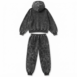 Survêtements pour femmes en gros, 100% coton, effet délavé, avec logo personnalisé, coupe oversize, respirants - Product Image 2