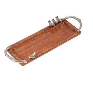 Plateau de service rectangulaire en bois gravé à la main, nouvelle arrivée, idéal pour les aliments, les salades et les fruits - Product Image 6