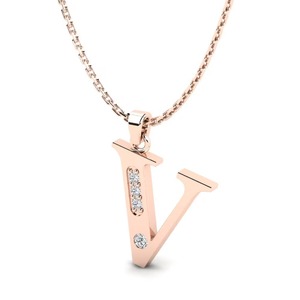 V <b>Letter</b> 925 Silver Moissanite Pendant With Zircon Stones Prong Setting Classic Unisex <b>Charm</b> Gift - Product Image 2