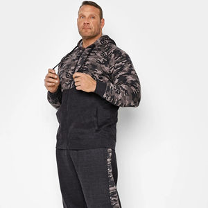 Sudadera con capucha de invierno transpirable de forro polar con cremallera y bloques de color gris carbón para hombre, talla grande, personalizada, venta al por mayor, novedad 2026, Mid Night - Product Image 1