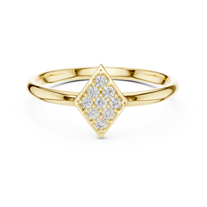 Anillo Geométrico Minimalista con Diamante de Corte Redondo para Mujer, Oro Amarillo Sólido de 14k, para Compromiso, Aniversario, Regalo de Boda - Product Image 1
