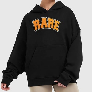 Sweat-shirt unisexe à capuche avec lettres brodées, en molleton épais, broderie en chenille effet serviette, épaules tombantes, coupe ample, vente en gros - Product Image 1