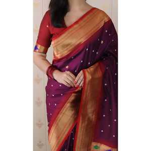 Sari de Seda Bandhani Paithani para Mujer, Tejido con Zari, para Bodas y Fiestas, con Blusa Elegante - Product Image 5