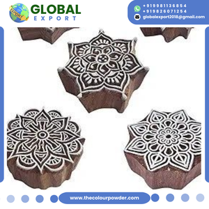 Bloques de Madera Hechos a Mano con Diseños Florales y Paisley Impresos con Henna, 4 Variantes de Tamaño, Certificación FDA, Empaque a Granel, para Manualidades y Impresión con Bloques - Product Image 2
