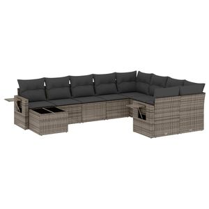 Ensemble de 10 canapés de jardin pliables en rotin PE gris - Product Image 2