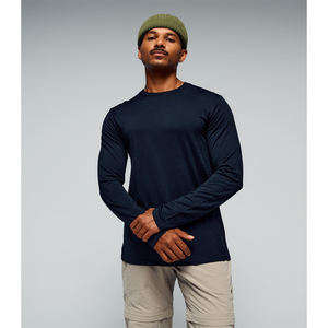 Camiseta Casual de Algodón de Manga Larga para Hombre, Holgada, de Color Sólido, Personalizada, Lavada al Ácido, Negra, Estilo Urbano, de Alta Calidad, OEM - Product Image 6