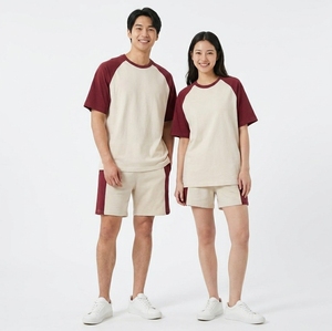 Clothing Manufacturer Custom Men's Color Block Thermal DTG Long Sleeve T-<b>shirts</b> Knit Screen Print <b>Waffle</b> Raglan Sleeves Tee - Product Image 5