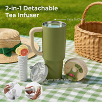 Gobelet isotherme en acier inoxydable de 40 oz avec poignée et paille, double paroi sous vide, idéal pour la voiture et les porte-gobelets – Vente en gros personnalisée