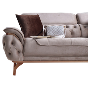 Canapé Chesterfield de style britannique, canapé en velours capitonné de luxe, meubles classiques pour salon, hôtel, bureau, forme ovale, pieds en métal - Product Image 1