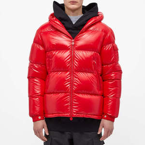 Men's Red Puffer <b>Jacket</b> Stand Front Autumn Casual Breathable <b>Waterproof</b> Eco-Friendly Windproof Zipper Closure Solid Color - Product Image 5