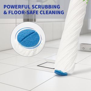 53\" Long Handle Twist <b>Mop</b> with Self Wringing System Kitchen <b>Floor</b> Cleaning Scouring Pad for Stubborn Stains - Product Image 2
