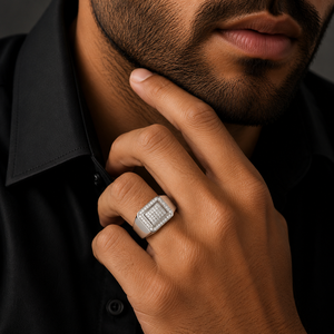 925 Sterling Silver Square Micro Pave Cubic Zirconia Signet <b>Ring</b> for <b>Men</b> Wedding Party Gift High Polish Finish - Product Image 1