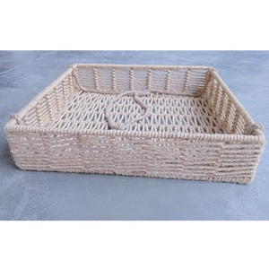 Bandeja Rectangular Hecha a Mano de Yute y Ratán, Cesta de Almacenamiento de Mimbre Tejida, Bandejas Decorativas para Mesa de Centro, Decoración Boho para el Hogar - Product Image 1