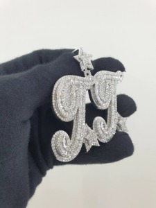 Iced Out Custom Letter <b>Pendant</b> Moissanite 925 <b>Silver</b> Hip Hop Themed Luxury Charm Personalized <b>Initial</b> Letter <b>pendant</b> For Gifts - Product Image 3