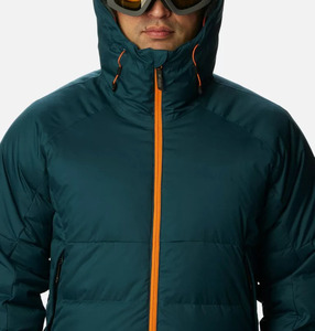 Chaqueta Acolchada para Hombre, Color Verde Azulado Oscuro, con Capucha, Relleno de Poliéster, Transpirable, con Cremallera Naranja, Resistente al Viento, para Invierno, Corte Regular Informal - Product Image 2