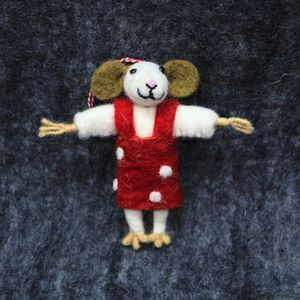 Ratón de Fieltro, Adorno Navideño, Vestido Rojo con Puntos Blancos Bordados, Juguete Suave de 0-10 cm, Unisex - Product Image 3