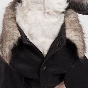 Cappotto per animali in lana con colletto in pelliccia sintetica abbottonato alla moda "guardia costiera" - Product Image 3