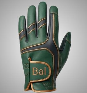 Golf Glove Right Hand Genuine Leather Non-Slip <b>Hook</b> And Loop Closure Unisex Green With Gold Stitching with Premium Packaging - Product Image 2