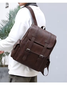 Premium Vintage PU Leather Laptop <b>Backpack</b> with Waterproof Finish and Stylish Brown Buckle Straps for College <b>student</b> bag - Product Image 5