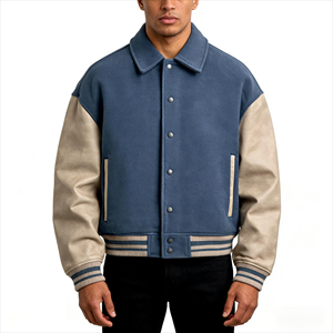 Blouson universitaire classique pour homme, coupe-vent, écologique, 100 % polyester, avec logo frontal – Vente en gros - Product Image 1