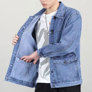 Fashion Denim Jacket Men's Slim Fit Causal Teens <b>Boys</b> Denim Jeans Jackets and Coats Denim Fur Jacket for Men - Product Image 3