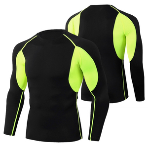 Chemise de compression pour homme de qualité export, en spandex et polyester, 240g, coupe-vent, antistatique, anti-transpiration, sans couture, manches longues, OEM - Product Image 5