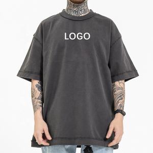 T-shirt personnalisé pour hommes délavé à l'acide 100% coton à séchage rapide surdimensionné Boxy Fit Crewneck avec motif Streetwear Style vintage - Product Image 1